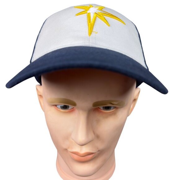 Tampa Bay Rays Member Baseball Cap Adult 58cm Navy White Strapback Embroidered - Picture 1 of 11